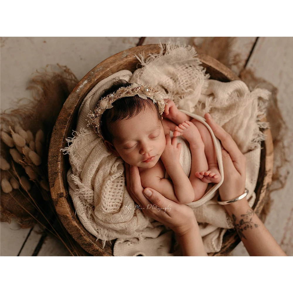 Newborn Photography Prop Wrap Cotton Gauze Fringed Woven  Baby Swaddle Blanket Soft Wraps Baby Photo Props Studio Accessories
