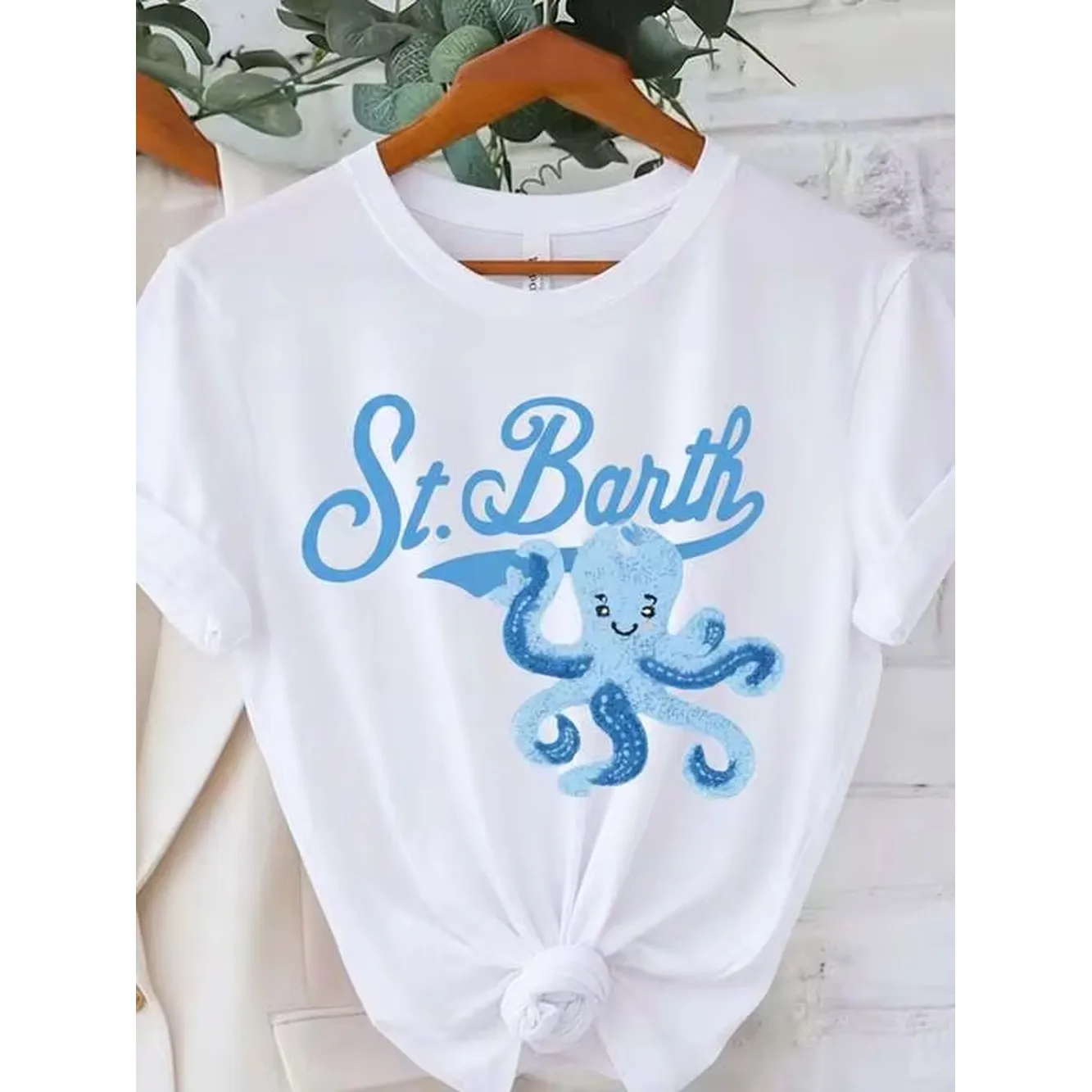 Saint Barth Day St BarthGraphic Print Tshirt Short Sleeve Crew Neck Casual Top For Summer Spring Women Clothing