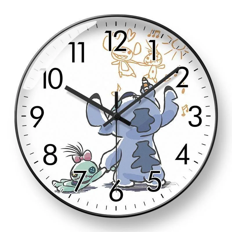 Disney Lilo & Stitch Cartoon Anime Wall Clock Cute Fashion Silent Quartz Clock Room Bedroom Decorative Pendant Children\'s Gift