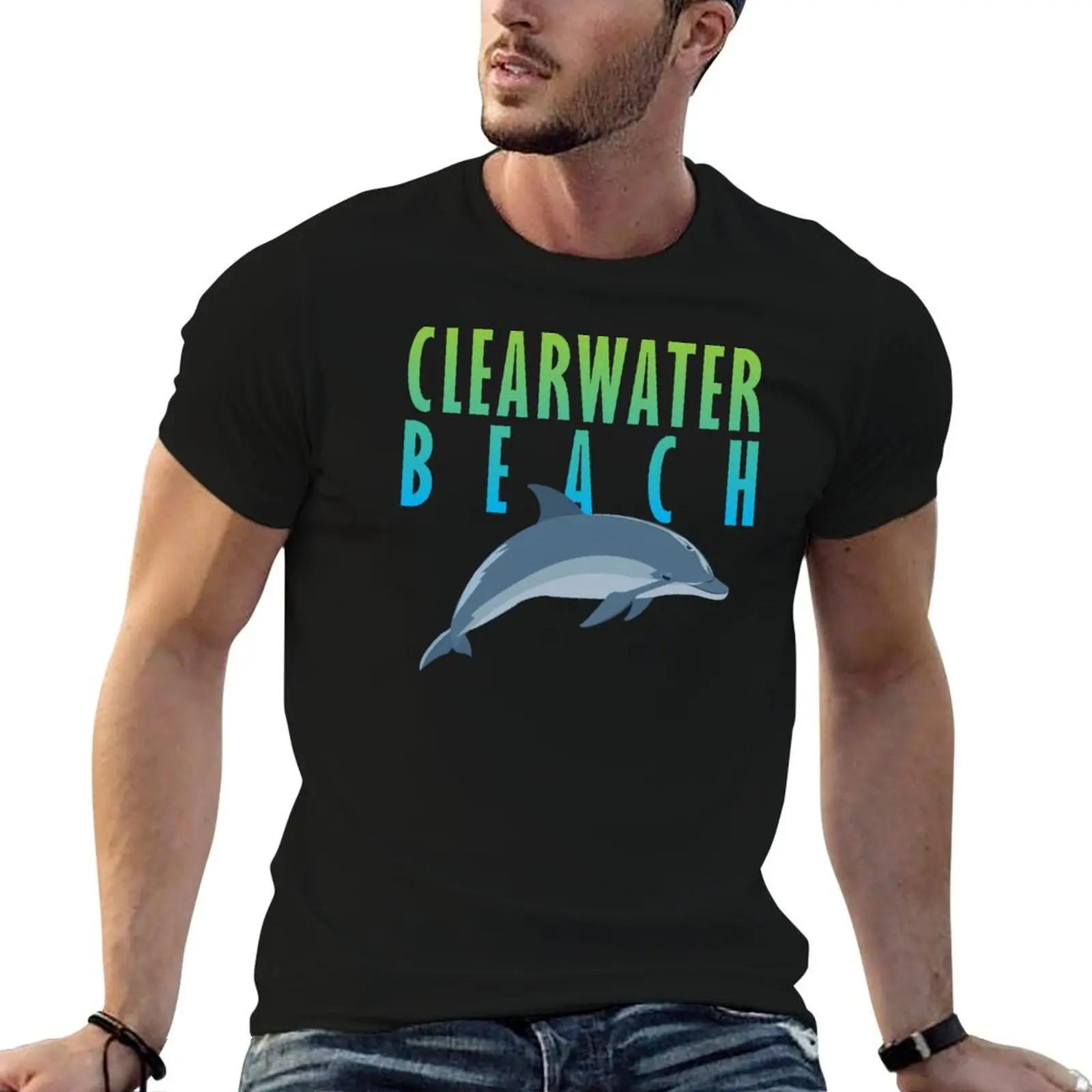 

Clearwater Beach Florida Dolphin Design T-Shirt printed t shirts for man t shirts cotton 100% T-Shirt