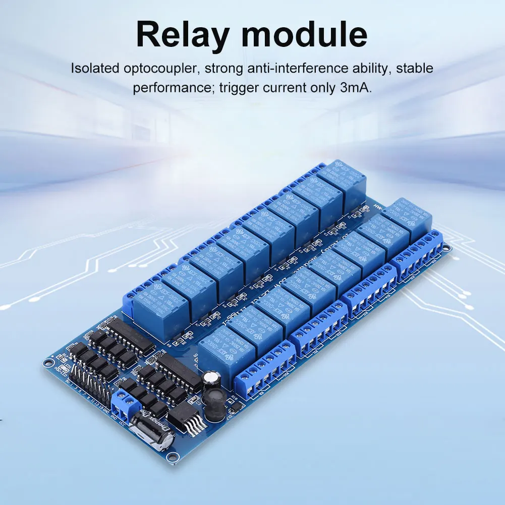 16 Channel Power Relay Module with Optocoupler LM2576 Relay Module Smart Expansion Board Electronic Components