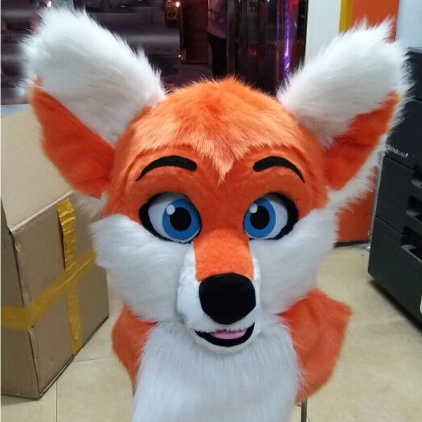 Fox Mascot Traje para Halloween, Pele Longa, Terno Husky Dog, Fursuit para Cosplay