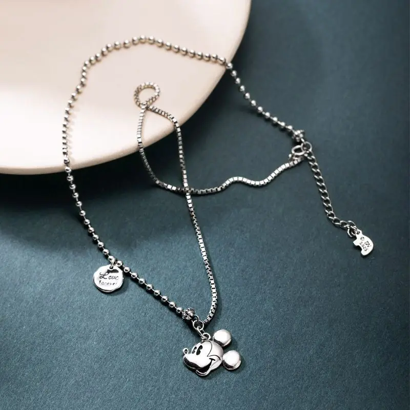 Simple Disney Mickey ผู้ชายและผู้หญิงแฟชั่นบุคลิกภาพน่ารักการ์ตูนสร้างสรรค์รูปแบบอเนกประสงค์ตกแต่งสร้อยข้อมือสร้อยคอ