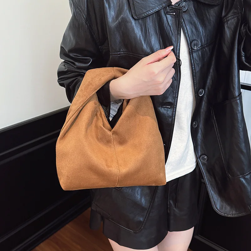 

Женская сумка Высококачественная текстурированная замшевая плиссированная сумка, модная ручная сумка, лоскутная сумка в минималистском стиле