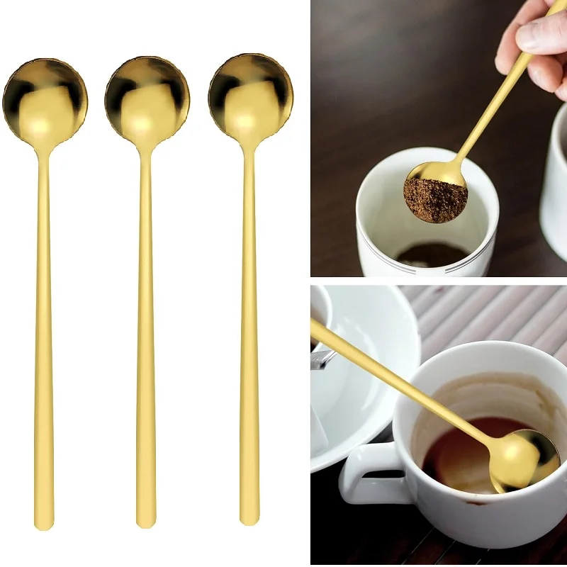 

3pcs/set Tea spoon 304 Stainless Steel Coffee Spoon round Korean Style spoons honey dessert gift mixing spoons