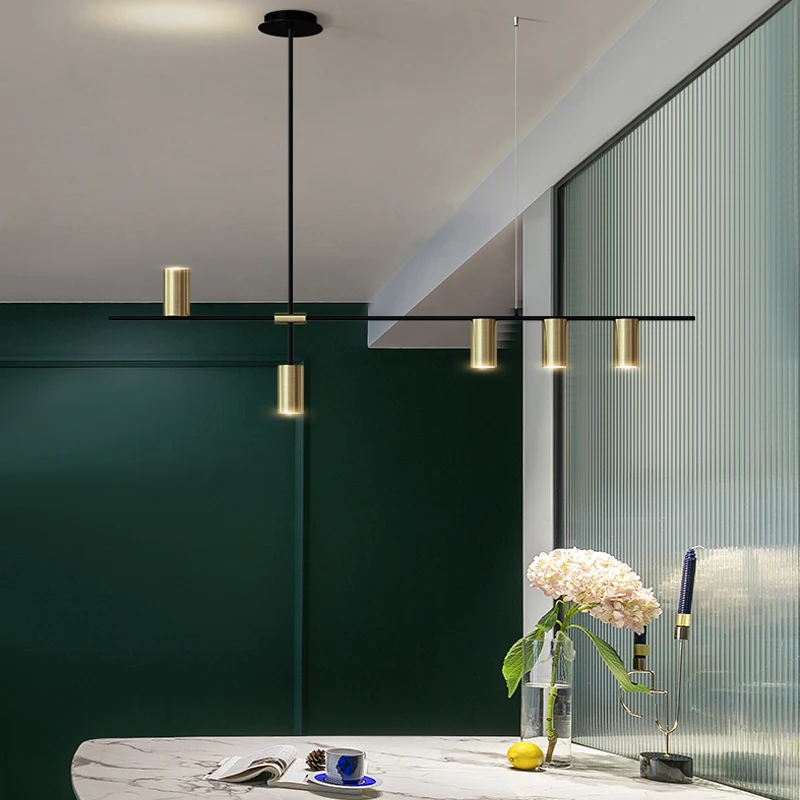 Nordic Restaurant LED Chandelier Gold or Black Interior Gloss Kitchen Bar Lighting Designer Simple Modern Novel OfficeChandelier