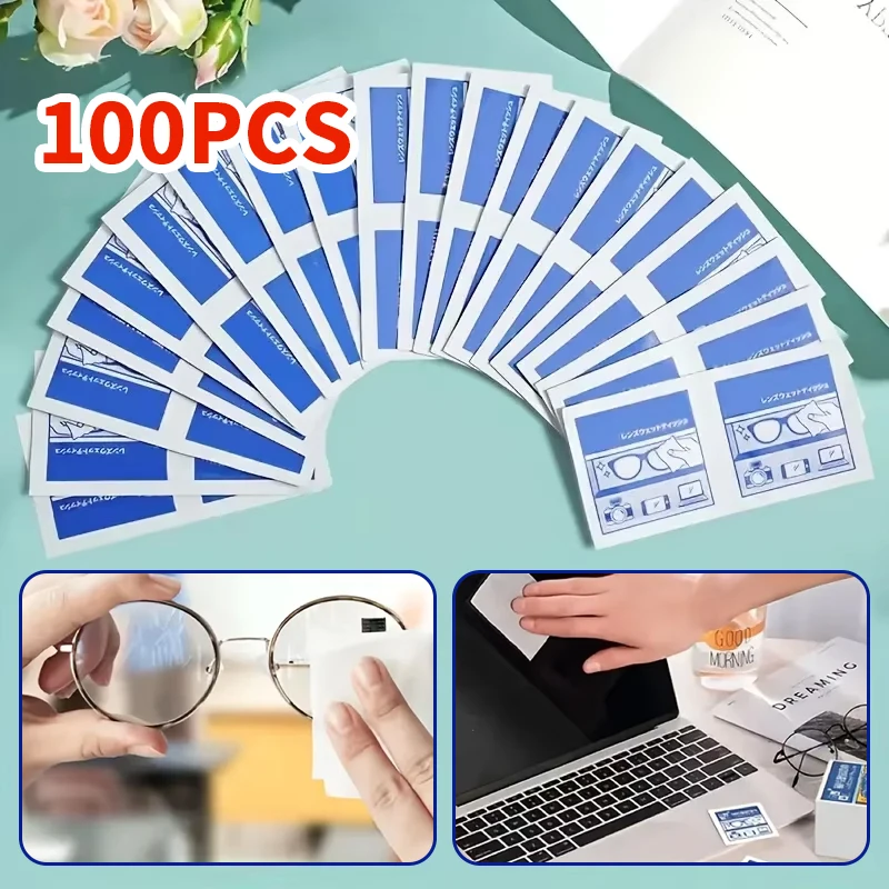 50-100 pcs Disposable Eyeglass Cleaning Wipes - Individually Packaged, Suitable for Eyeglasses, Smartphones, Tablet Screens - S
