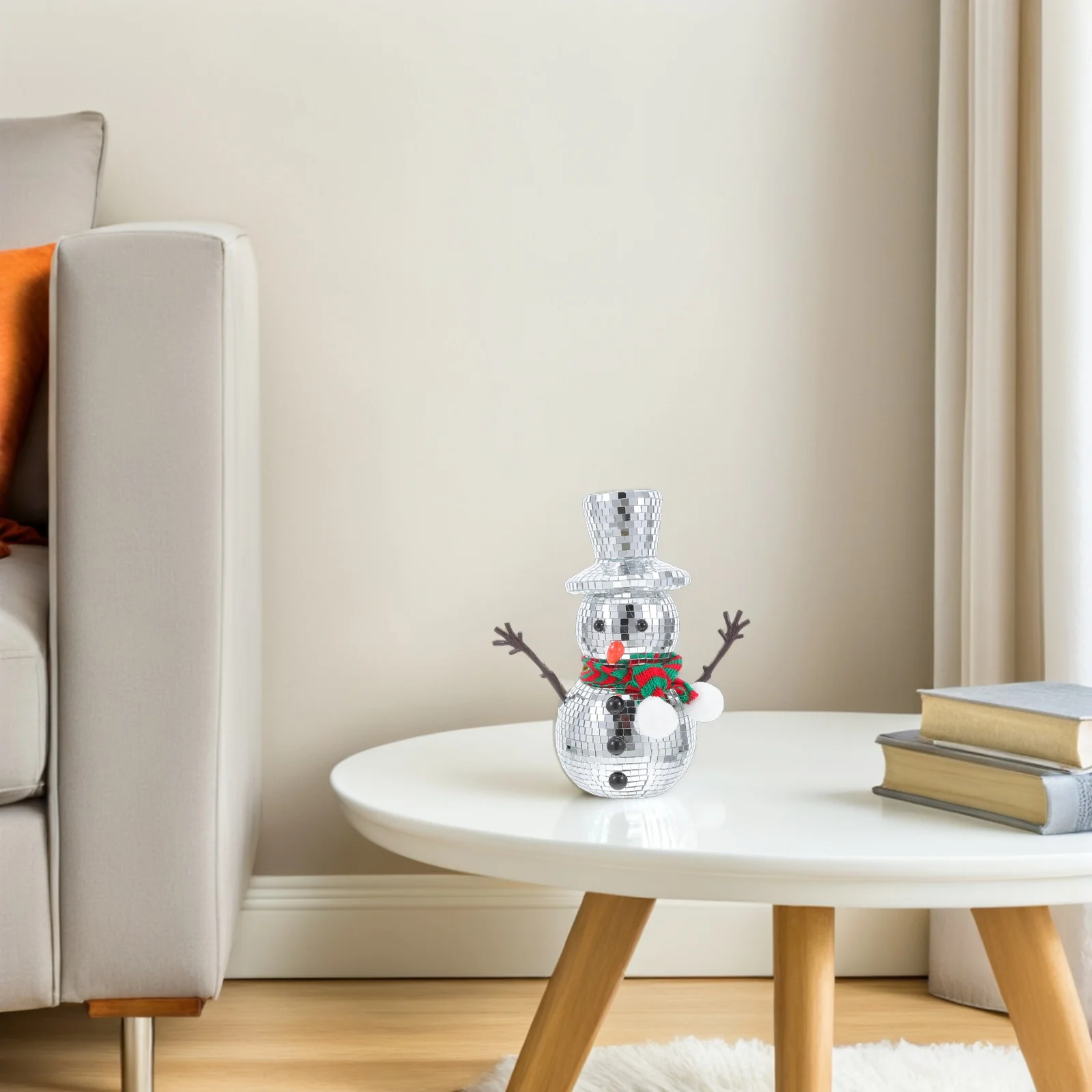 

Snowman Disco Ball Mirror Christmas Table Decor Indoor Holiday Winter Theme Decoration Mini Reflective Statue Party Home