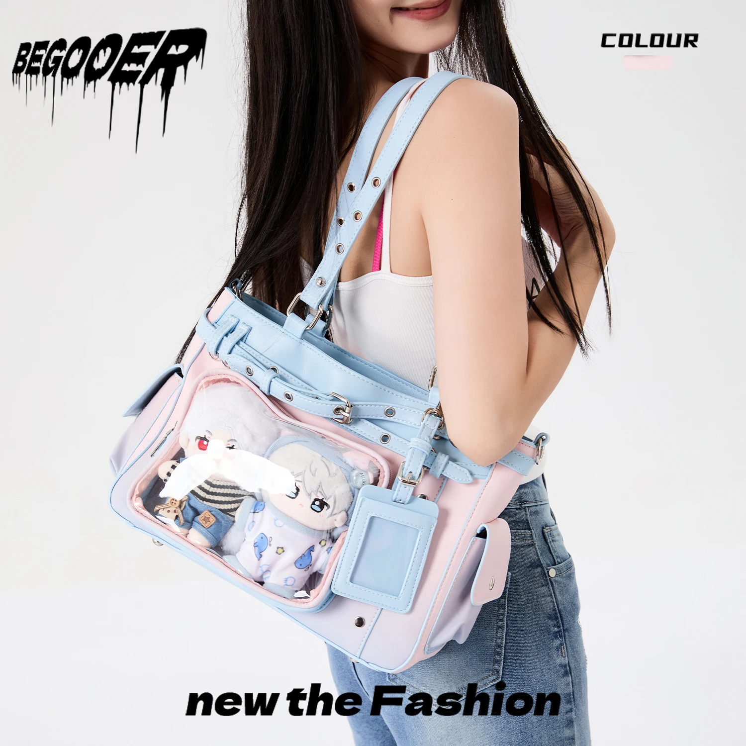 Begooer Original Daily Use Crossbody Bag for Star Chasing Cartoon Character Grain Doll Convention Square Shape Medium Hardness