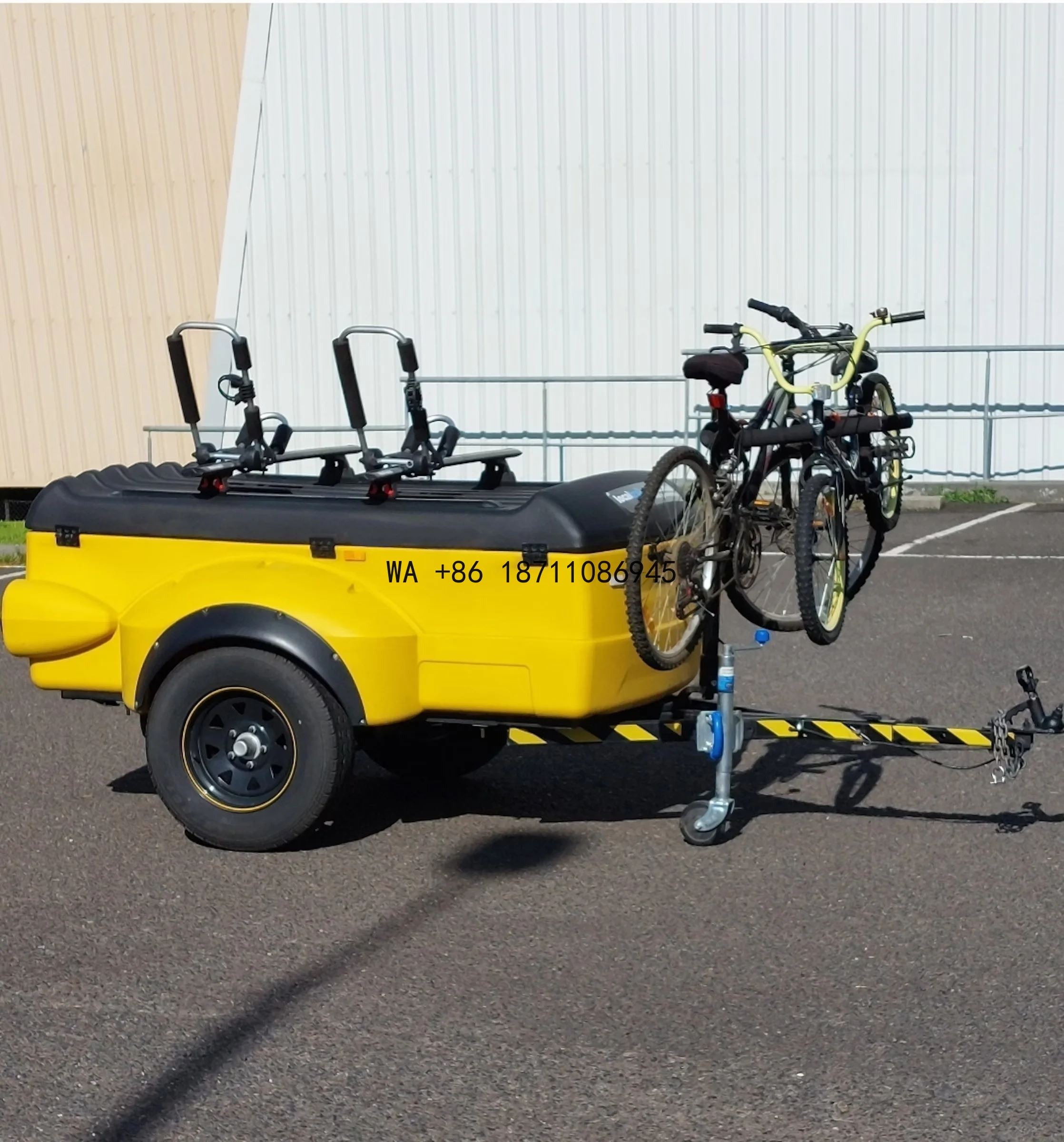 

Прицеп для путешествий на 3 или 4 колесах, пластиковый прицеп для мотоциклов и грузов, с раскладными палатками и креплениями для велосипедов