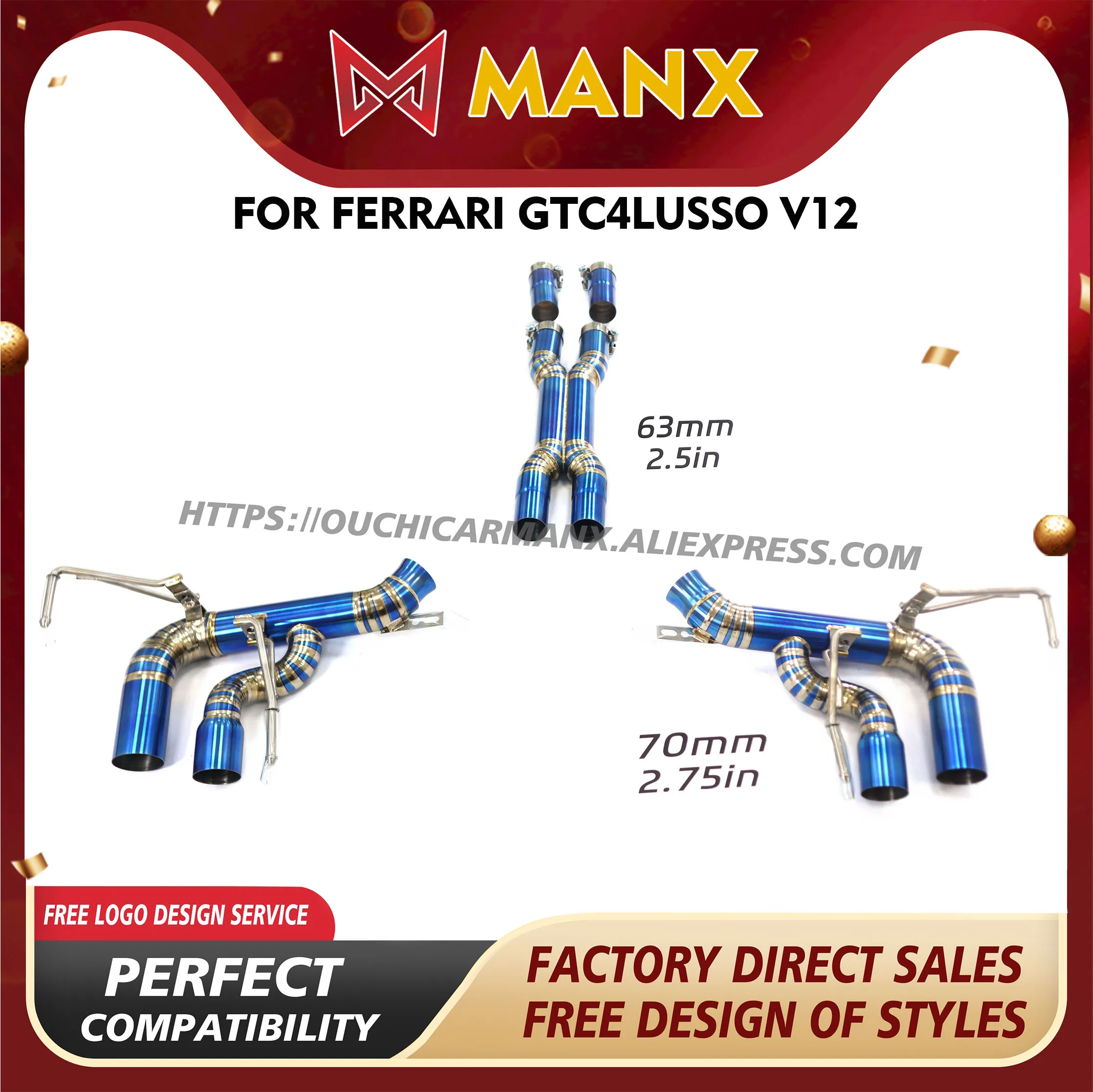 

MANX Ti/SS304 for Ferrari GTC4Lusso V12 Catback Exhaust system High performance Direct bolt-on installation