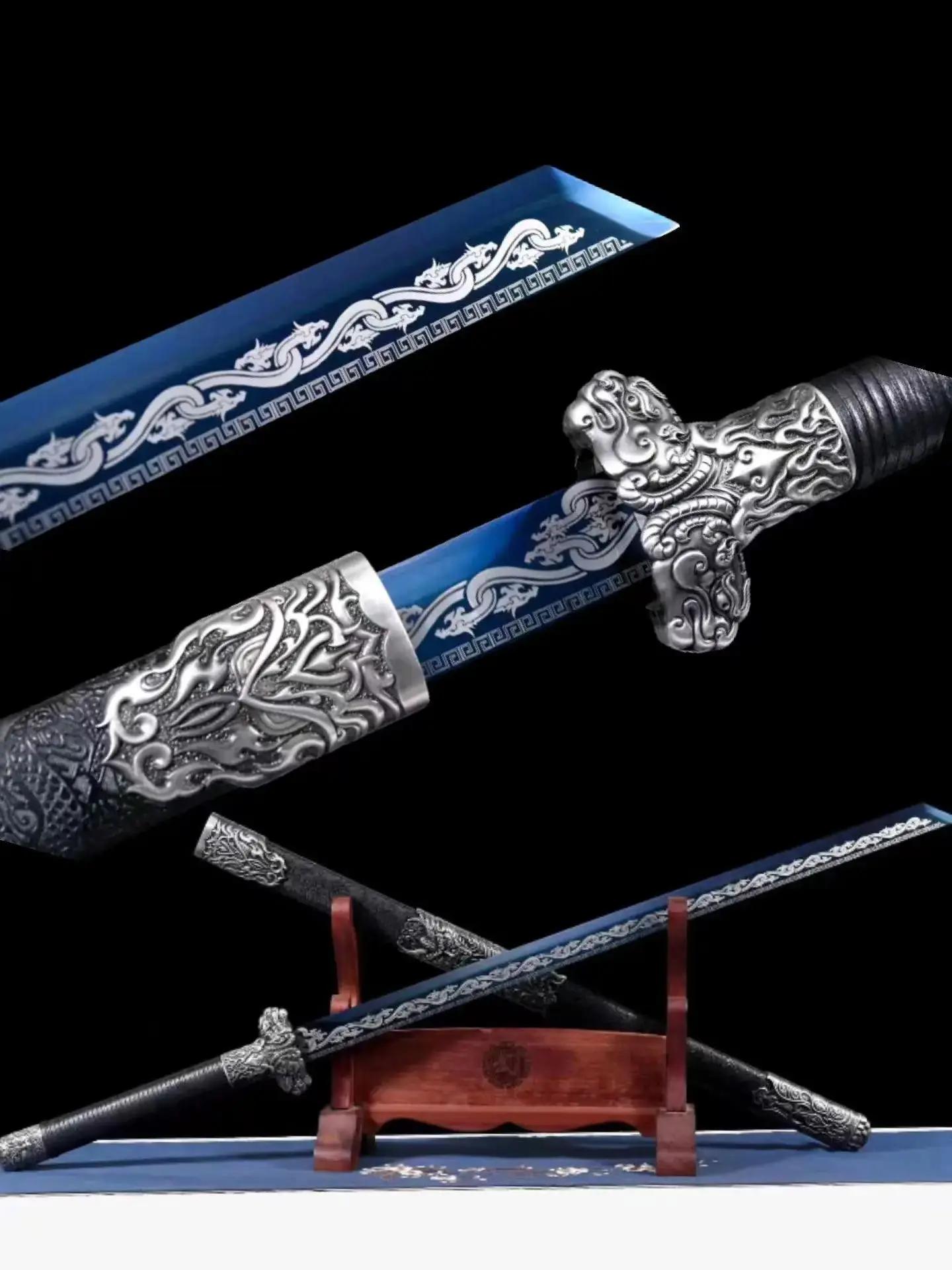 Chinese Kungfu Proud Tang Battle Sword, Real Multi Refined High Performace Manganese Steel Baked Blade, Unsharp