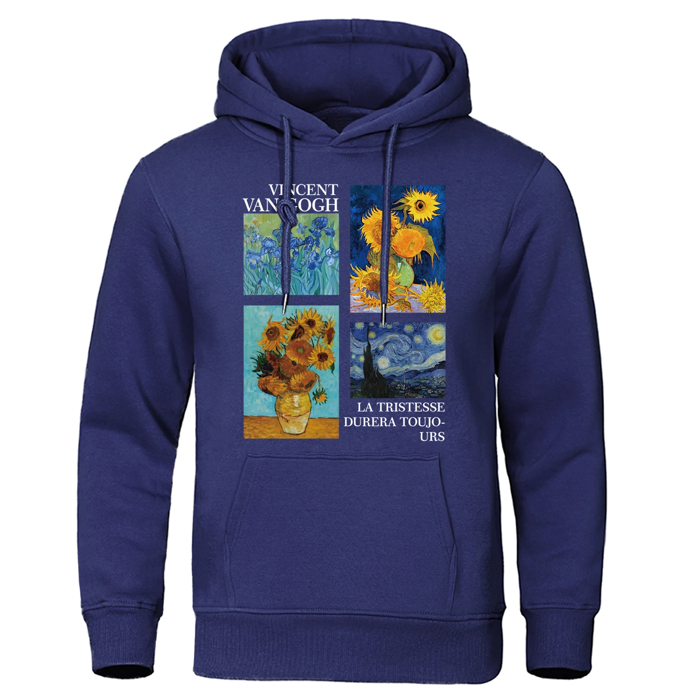 Famous Oil Painting Men Hoodie Flower Sea Starlit Sky Sunflower Hoodies Men Spring Autumn Fur-liner Fleece Clothing