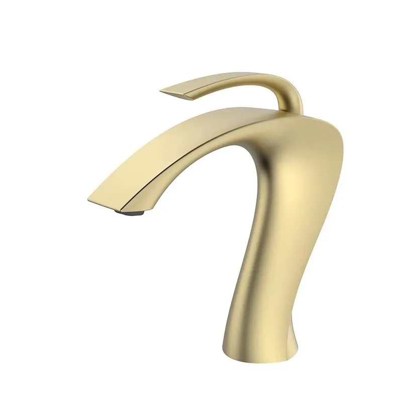 

Brush Gold Basin Faucet Bathroom Single lever Hot and Cold Sink Mixer Tap Faucet Solid Brass Lavtory Faucet New arrival