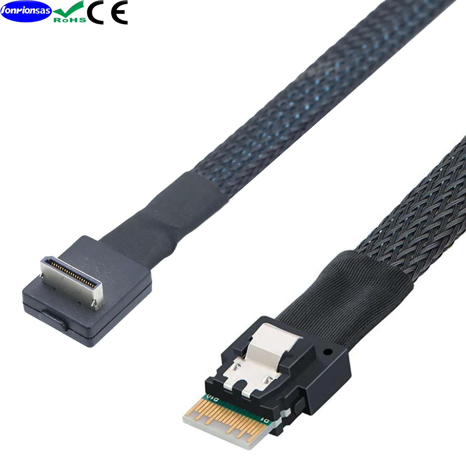 لونريونساس # PCIE Oculink SFF-8611 4I 90 درجة إلى Slimline SFF-8654 4I 38P ذكر NVME لكابل SSD #3
