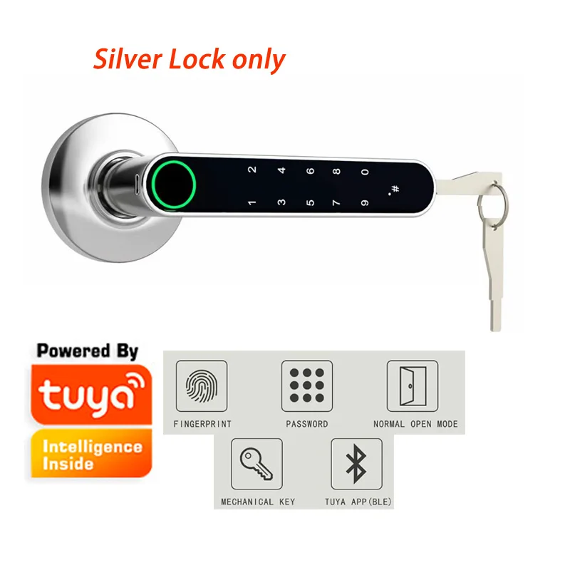 Intelligent Fingerprint Door Lock Bluetooth Tuya Smart Life App Unlock USB Chargeable Smart Digital Handle Key Lock Passage Mode