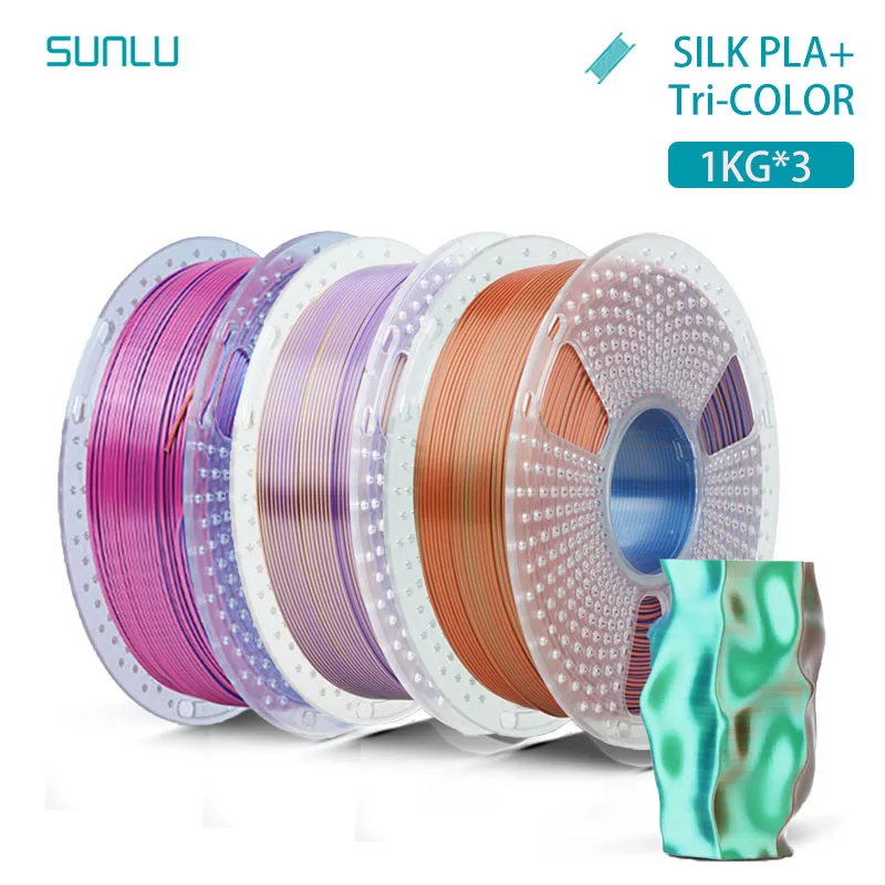 SUNLU 3KG ZIJDE / Dual / Triple / Vier kleuren 3D-printerfilament 1,75 mm 1000 g spoel (2,2 lbs) Netjes filament Geschikt voor de meeste FDM-printers