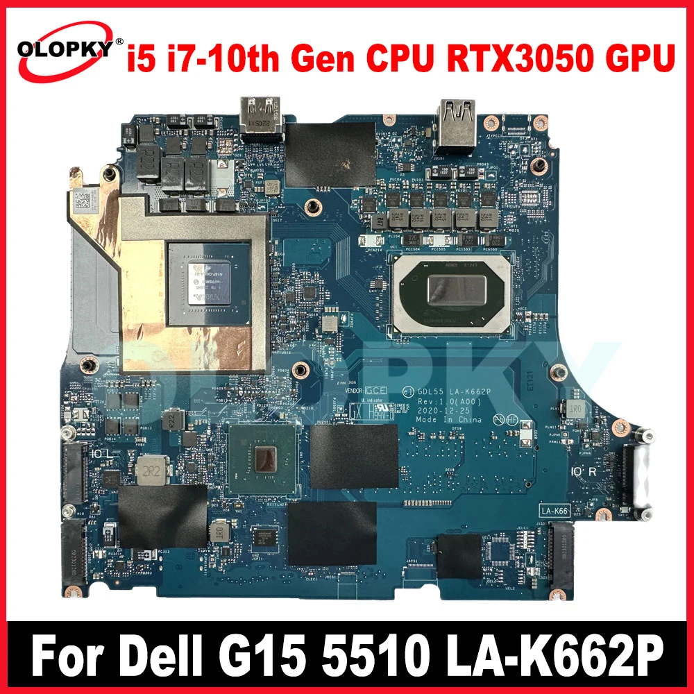 

GDL55 LA-K662P with i5-10200H i7-10870H CPU GTX1650 RTX3050TI for Dell G15 5510 Laptop Motherboard 0G3CK0 0Y54CX 0NWP76 0FK7C3