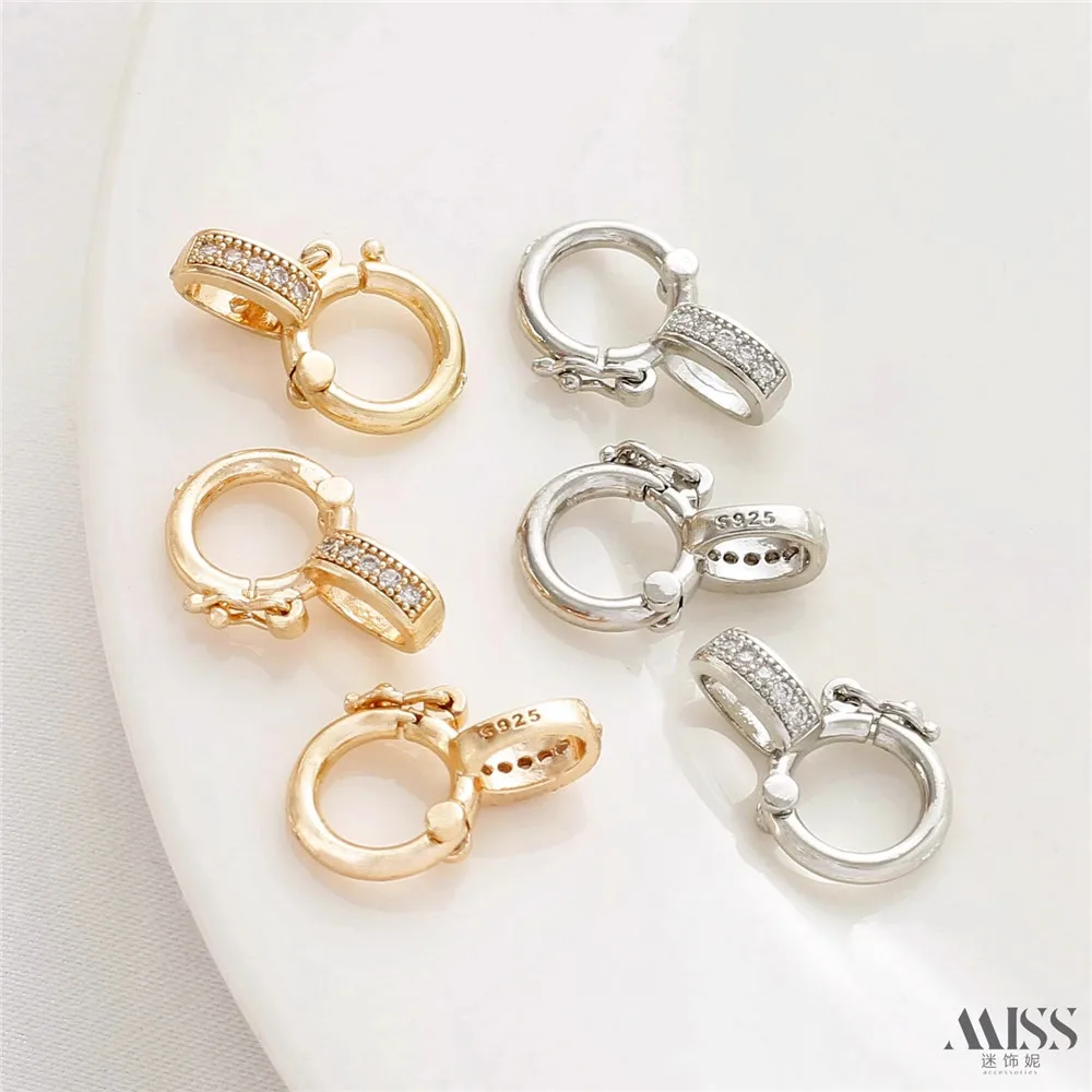 14K Gold Inlaid Zircon Universal Buckle DIY Braided Rope Bracelet Necklace Pendant Buckle Connection Buckle Joint Accessories