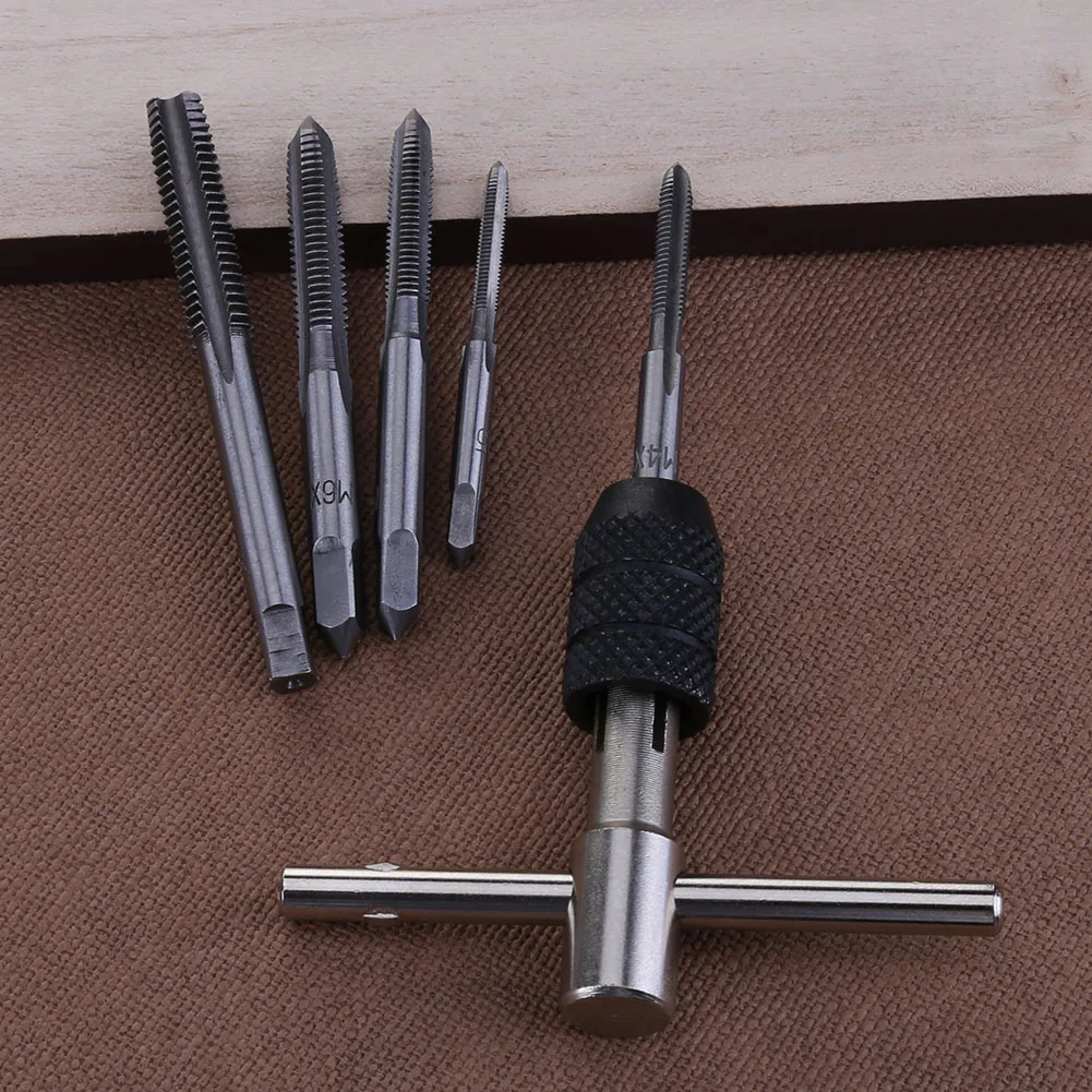 T Type Hand Screw Thread Taps Drill Kits Screw Thread Tap Twist Bit M3/M4/M5/M6/M8 with Screw Taps Hand Set