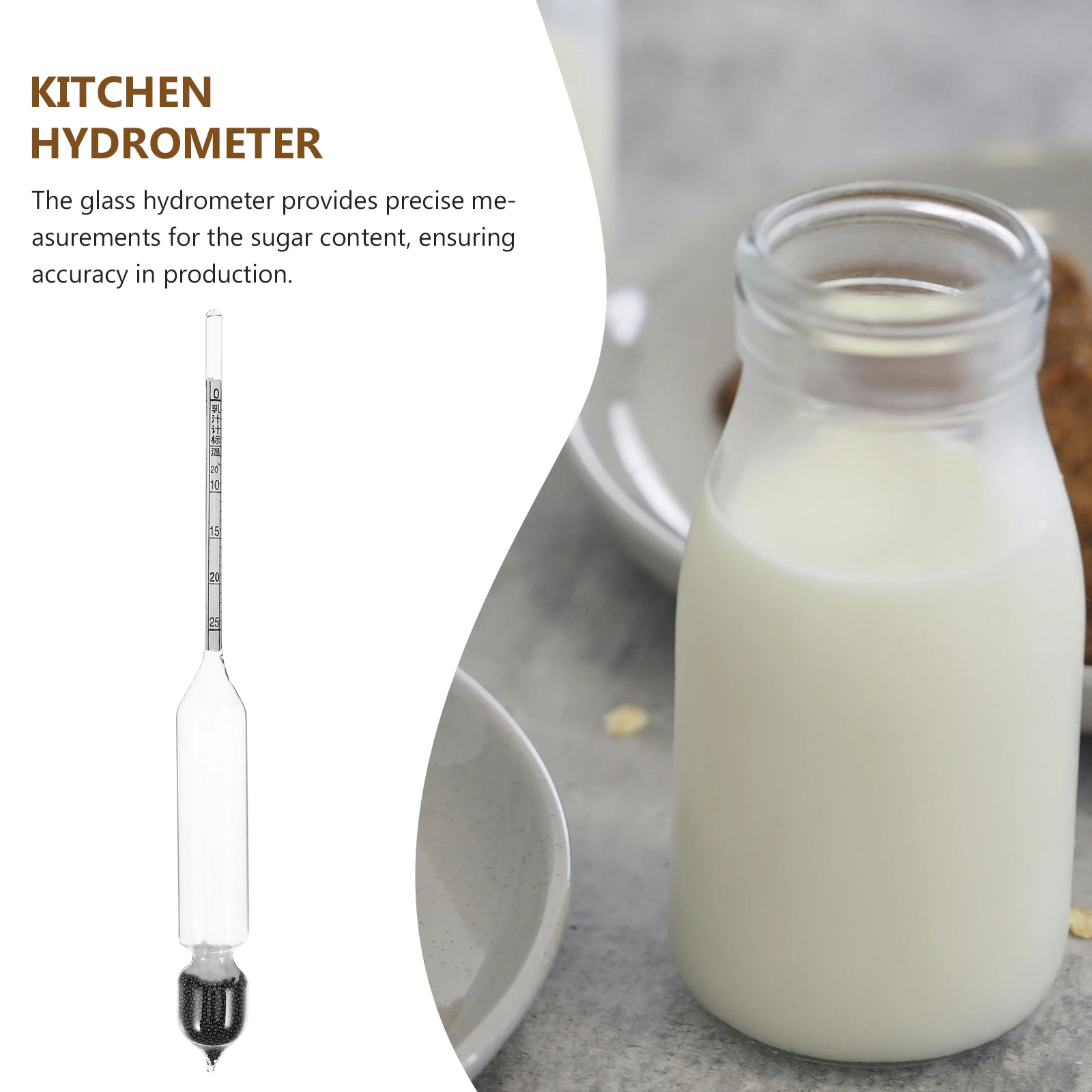 

Accurate Lactometer Hydrometer Glass Milk Tester Practical for Home Kitchen Lightweight Design Kitchen Hydrometer