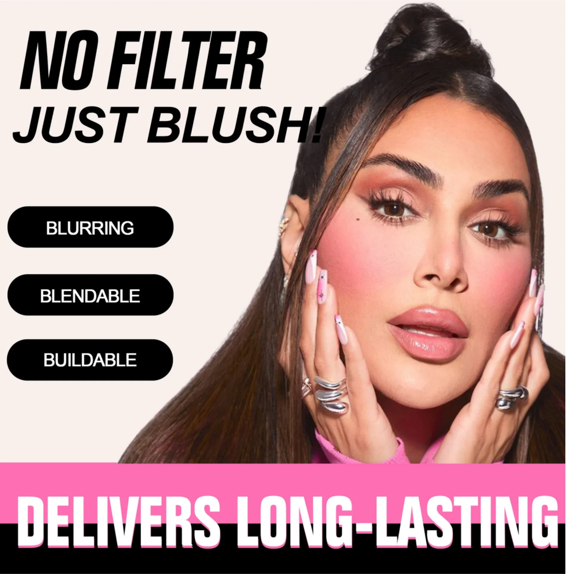 PH Bloom – fard à joues multi-usage, teinte avec dégradé, brillant, maquillage naturel pour le visage, Contour, poudre rose longue durée