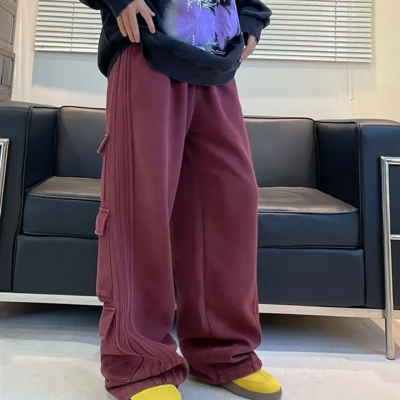 

Американские джинсы с высокой талией и прямыми штанинами в рабочем стиле для мужчин и женщин, свободные, приталенные, в пол, широкие, струящиеся, повседневные брюки