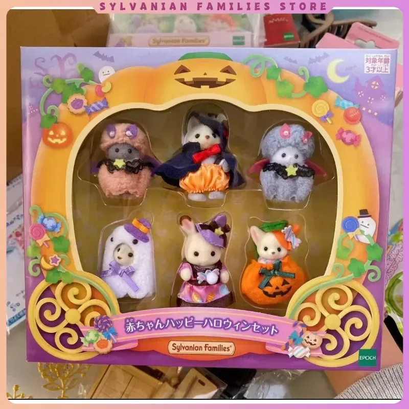 

ternurines Sylvanian Families Original Accessories Halloween limit 6 babies Play House Toys Girl's Birthday Gift