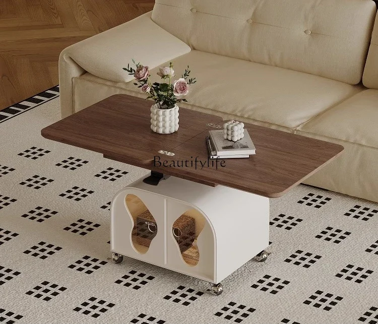 

yj32 French retro folding lift coffee table movable coffee table living room home