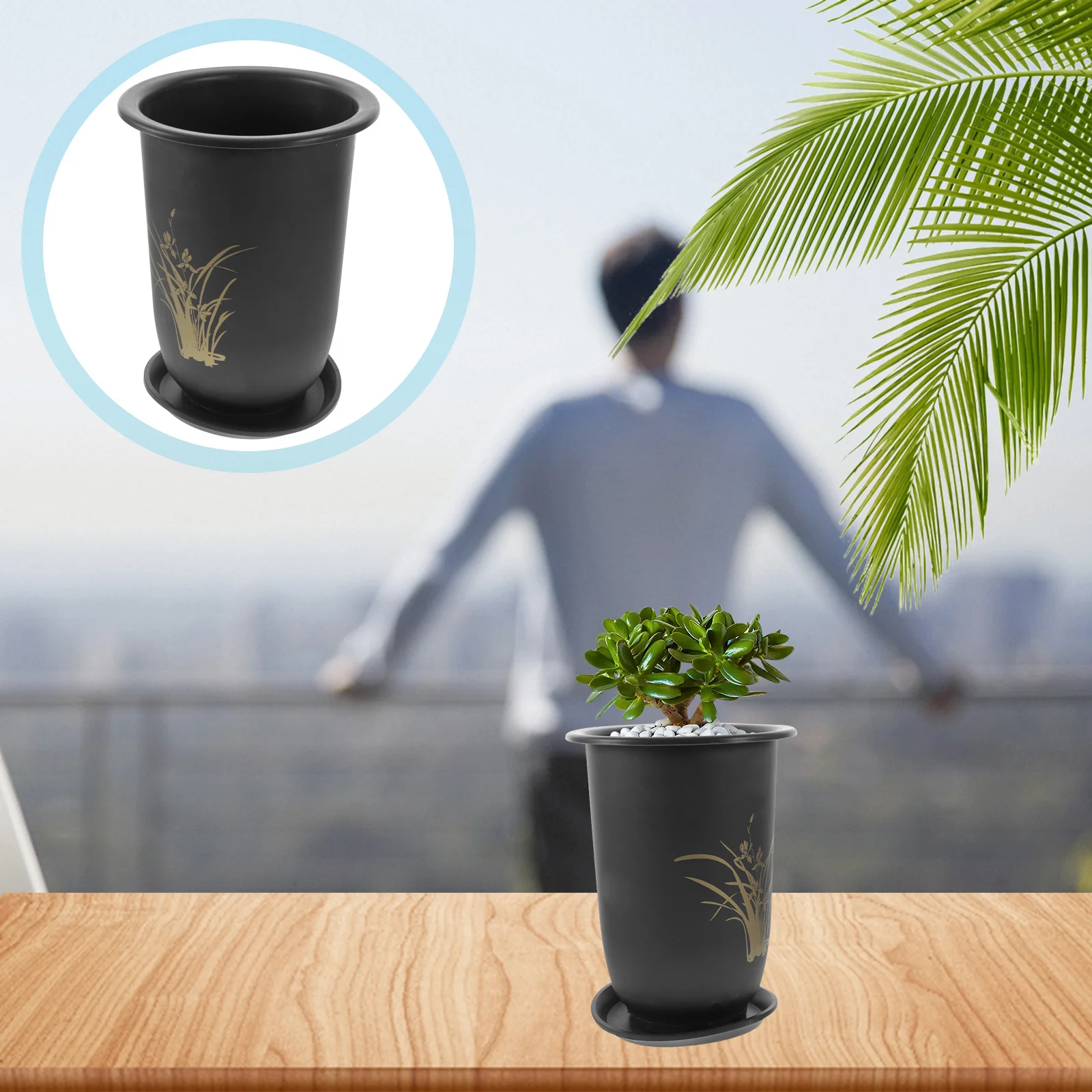 

1Set Orchid Planter Creative Simple Plastic Flower Pot Home Decorative Garden Plant Holder Purple Flower Pot Plant Holder