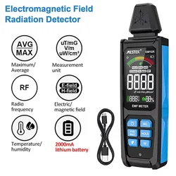 EMF02R EMF Meter 30MHz~8Ghz Electromagnetic Field Radiation Detector Ambient Temp Humidity Detector Rachargeable Radiometer