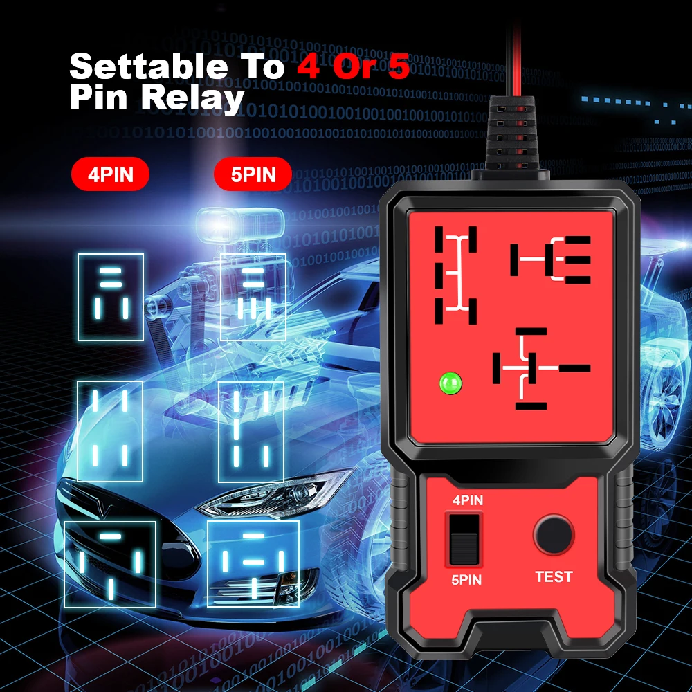 Car Relay Tester Voltage Tester Automotive Electronic Relay Tester LED Indicator Light Universal 12V Car Battery Checker