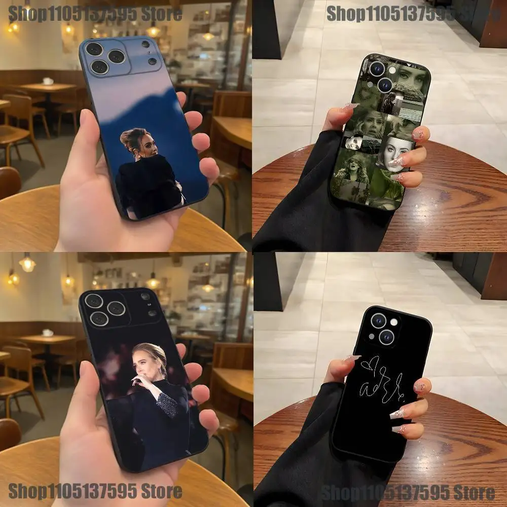 Casing Ponsel Singer A-Adele Untuk iPhone 17,16,15,14,13,12,11,Pro,XS,Max,XR,Plus,E,SE4,Mini Hitam Bahan Lembut