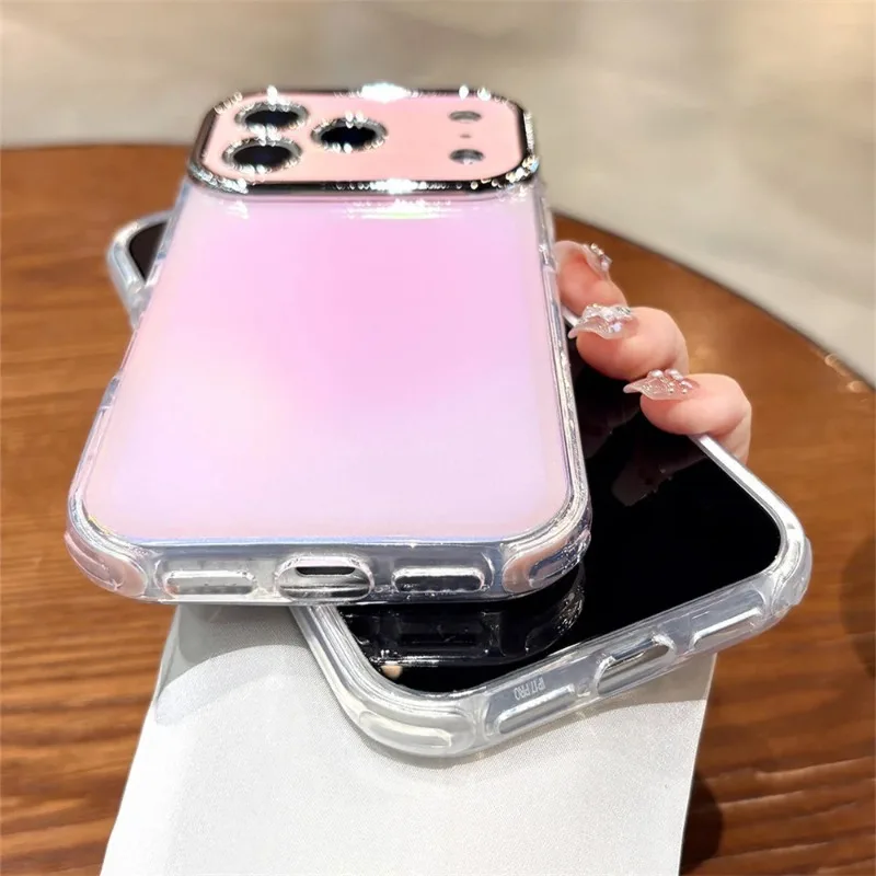 Glitter Laser Aurora Lens Candy Color Glossy Phone Case For iPhone 18 16 17 Pro Max 15 14 plus 13 Camera Protection Back Cover view 6