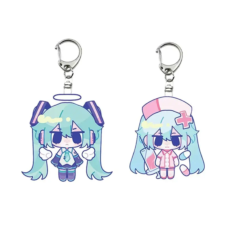 

Брелок с дизайном персонажа Hatsune Miku из аниме, милый мультяшный брелок для ключей с двусторонним изображением девушки