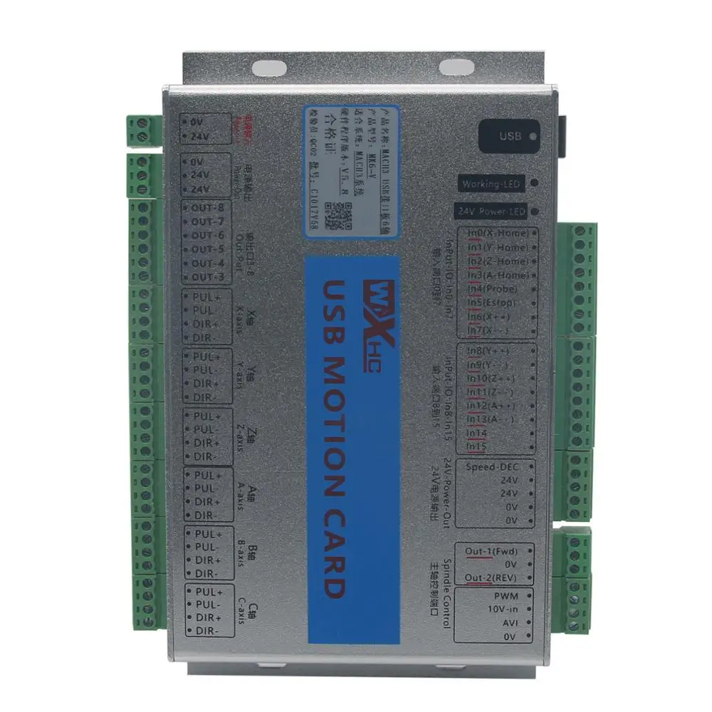 Gold Seller Upgrade Mach3 2MHz MK6-V 6 Axis Motion Controller Card USB Port CNC Breakout Board