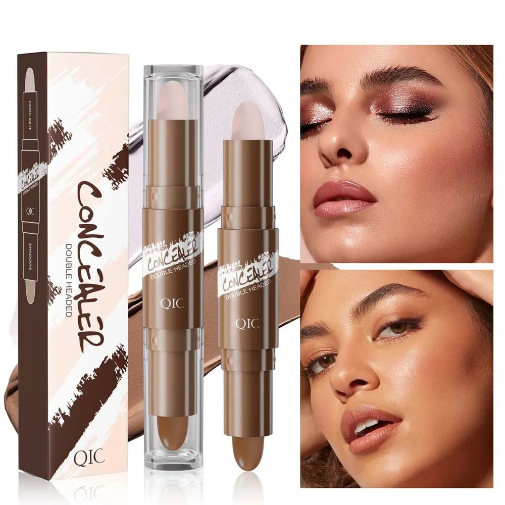 

Double Head Cream Contour Stick Smudge-Proof Long-Lasting Double Head Facial Concealer Smooth Brighten Cosmetic Base Makeup