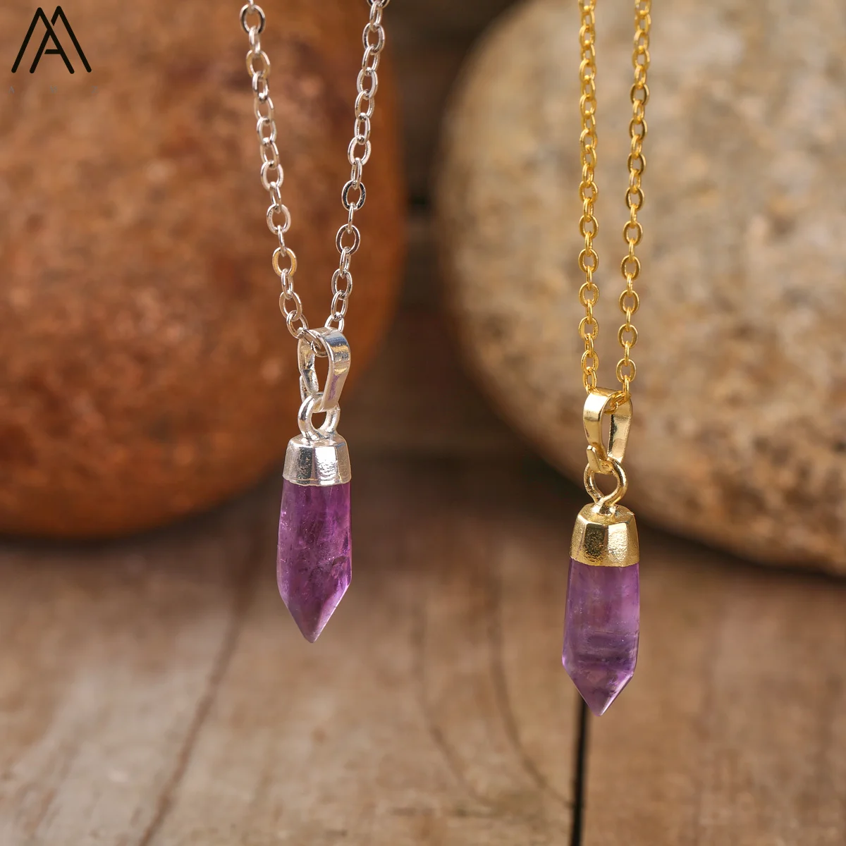 Luxury Women Amethyst Crystal Pendant Necklace Natural Arrowhead Gemstone Pendant Jewelry Gift For Friend Lover Dropship