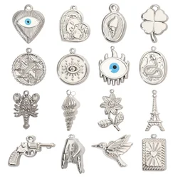 3pcs/Lot Hummingbird Flower Stainless Steel Diy Charms Women Evil Eye Lobster Earring Necklace Making Conch Clover Snake Pendant