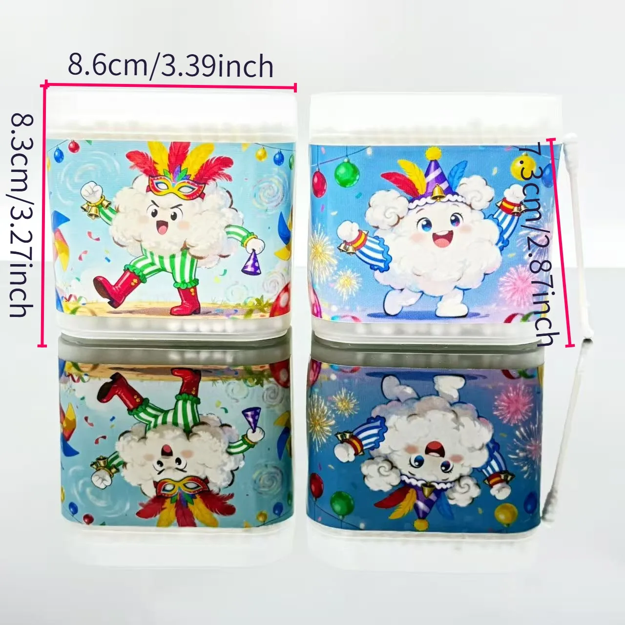 400 Uds. Hisopos de algodón de doble punta blancos con temática de carnaval, hisopos de algodón con cuchara en espiral creativos para elementos de fiesta y Festival