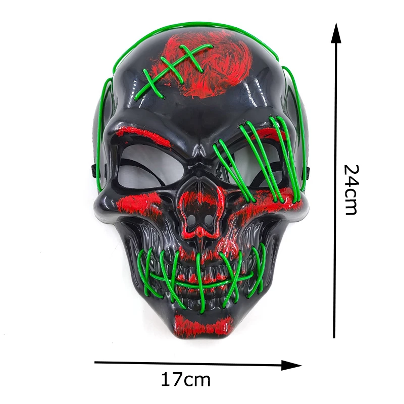 New Halloween Horror Skull Mask LED Cold Light Mask for Halloween Glow Decoration Skull Glow Mask Luminous Mask Cosplay