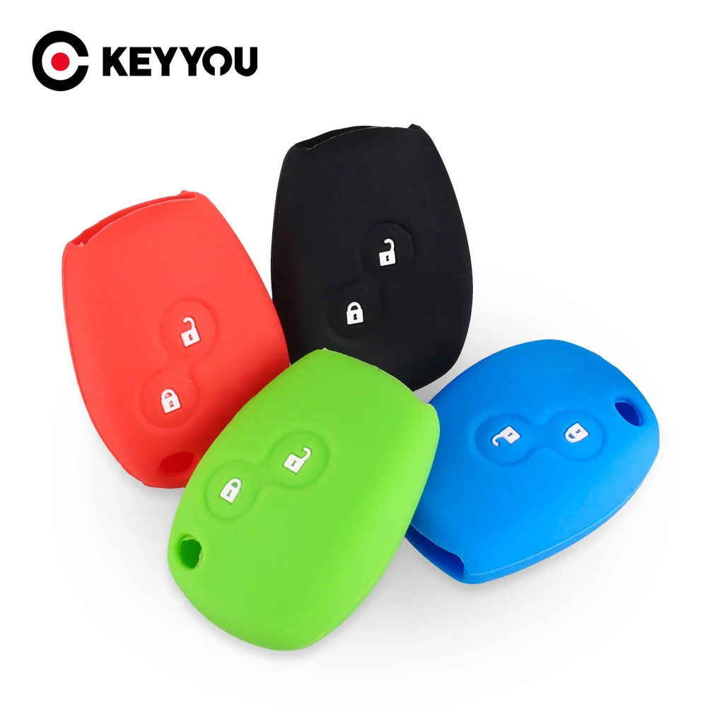 KEYYOU Silicone Car Key Case Cover 2 Buttons For Renault Kangoo DACIA Scenic Megane Sandero Captur Twingo Modus