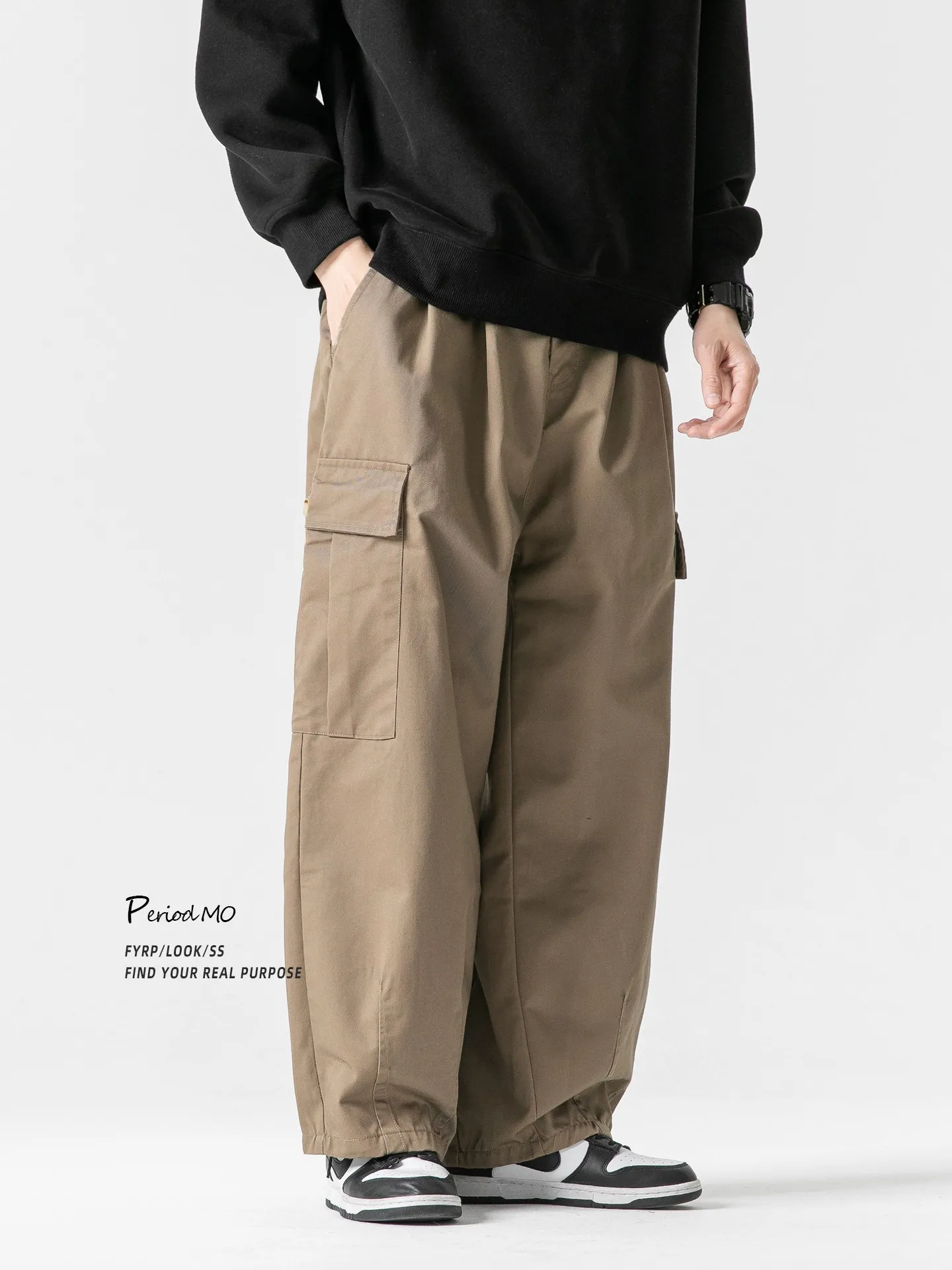 

Американские рабочие брюки в стиле ретро, мужские свободные прямые повседневные широкие брюки с большими кетами, весна-осень, новые повседневные брюки для отдыха