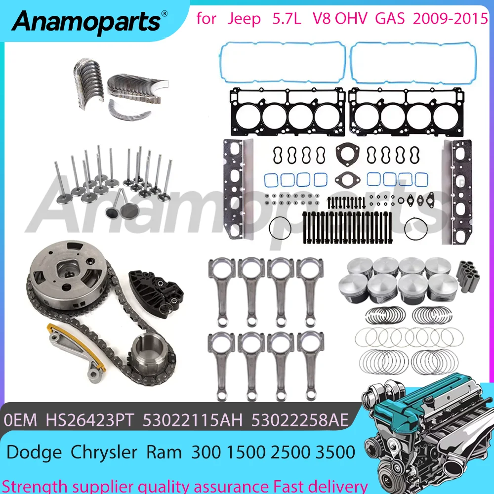 Timing chain kit Head Gasket set Overhaul Rebuild for 5.7 L 09-15 Chrysler Dodge Jeep Ram 300 1500 2500 3500 5.7L V8 OHV GAS