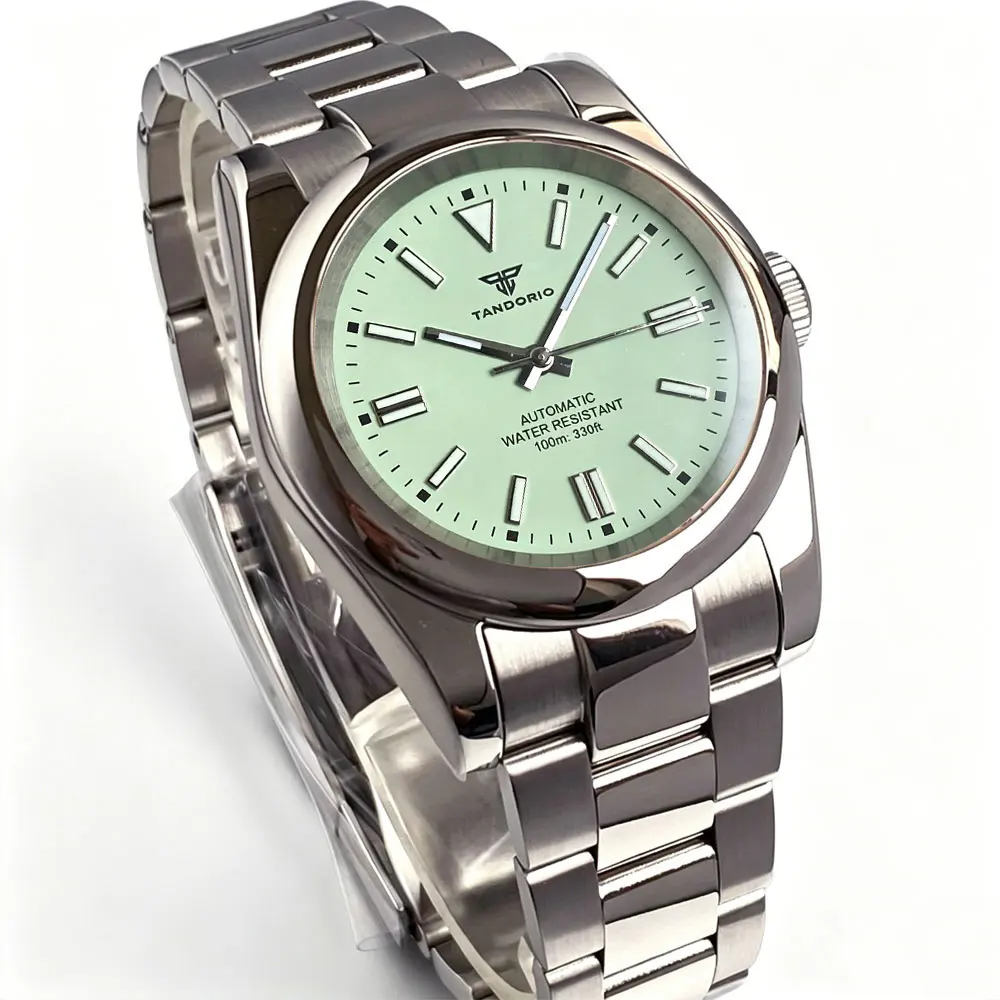 Miyota 8215 Tandorio 36mm 39mm Green Purple Dial Automatic 20ATM Dive Watch Men Luminous Sapphire Retro Clock Steel Bracelet