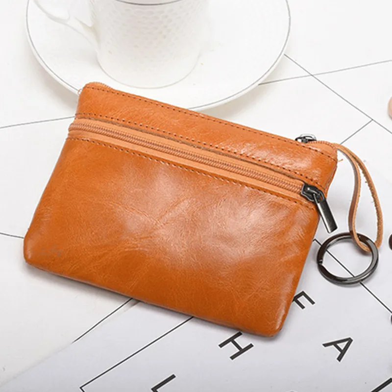 Leather Coin Purse Women Mini Change Purse Kids Coin Pocket Wallets Key Chain Holder Zipper Pouch Card Holder Wallet Solid Color