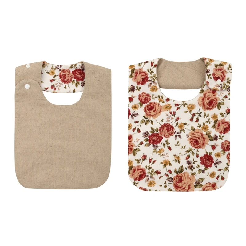 Baberos florales Vintage doble cara para recién nacidos, toalla Saliva algodón y lino impermeable para niños y niñas,