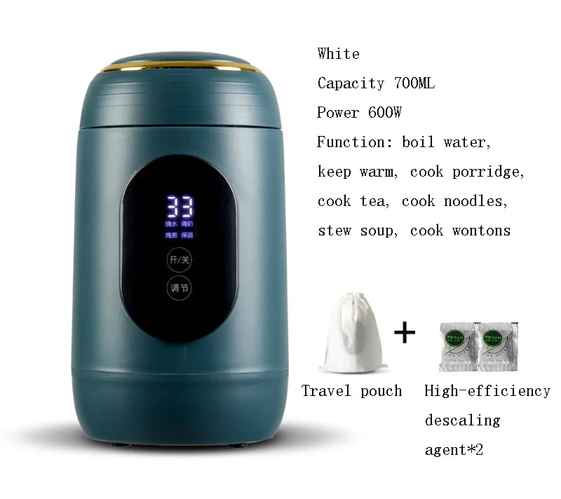 

910-HoT3C 700ml Multifunctional Travel Delicate Appearance Electric Kettle Thermal Switch Rechargeable Electric Kettle Portable