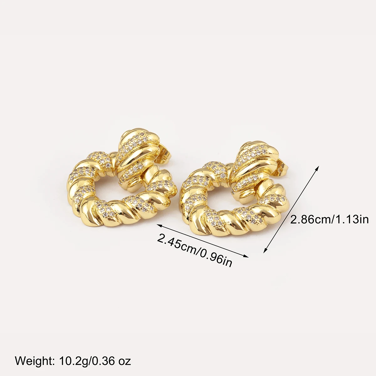 Nidin جودة عالية شكل قلب زركون النحاس وأقراط للنساء الإناث خمر بوهيميا نمط الأذن مجوهرات غرامة هدايا