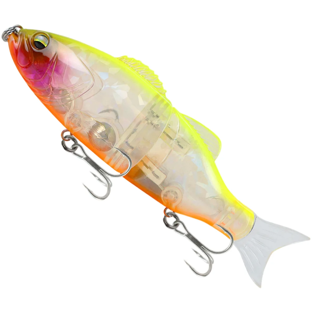Two Section Hard Bait Fish Lure with Double Section Swinging Body and Elastic Tail Wing for Natural Swimming and Bass Fishing